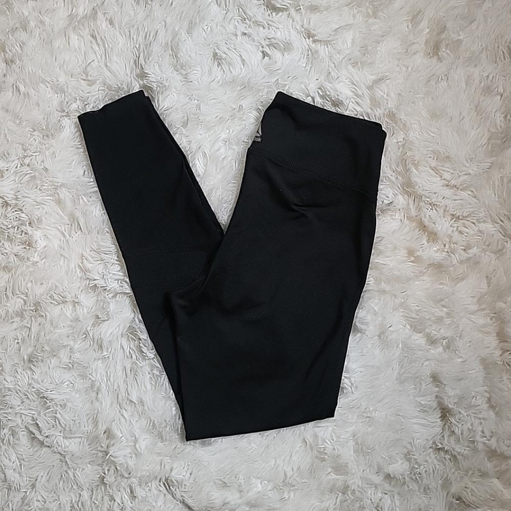 Women's Reebok Black Mesh Panel Yoga Leggings Gym Pants Athleisure - S